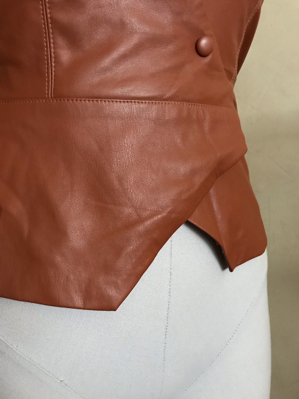 Rust Brown Vegan Leather Tie-Waist Top - Picture 7 of 9